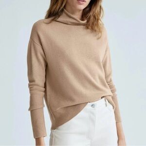 Wilfred Size Small Merino Wool Neutral Tan Cowl Neck Sweater